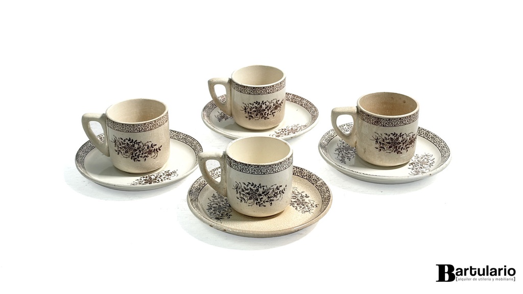 [VV00173] Tazas de cafe loza floreada x 4 unidades