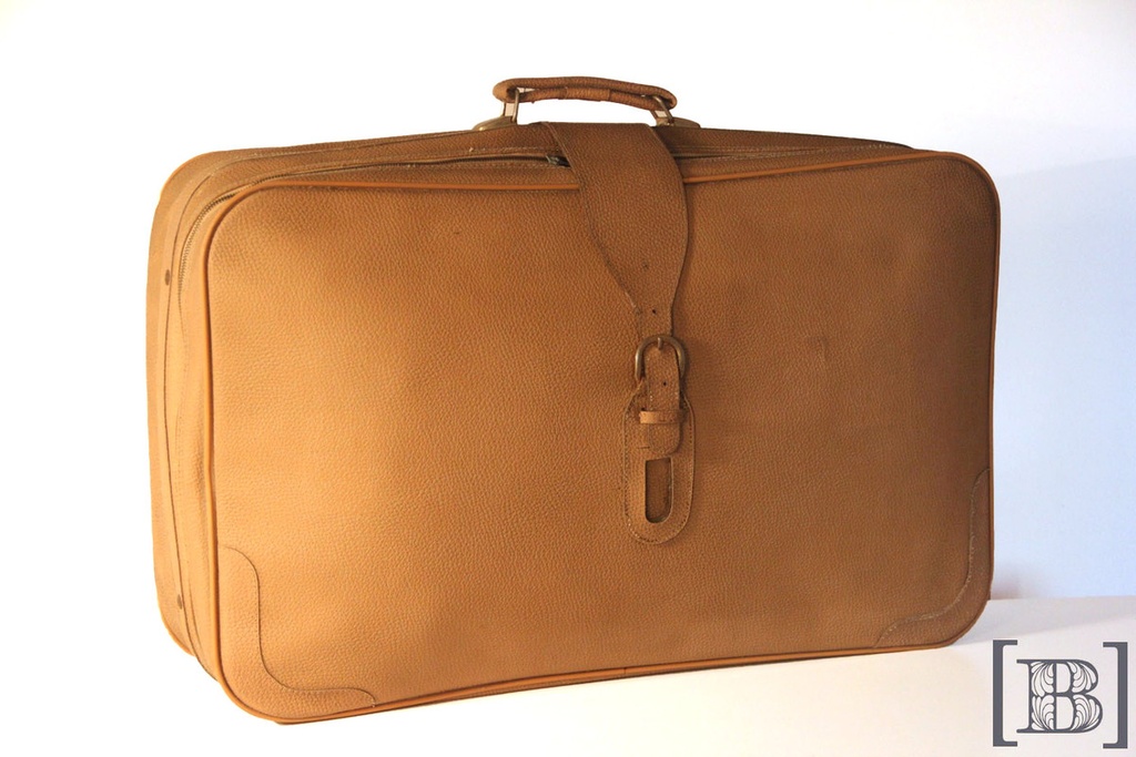 Valija de cuero beige