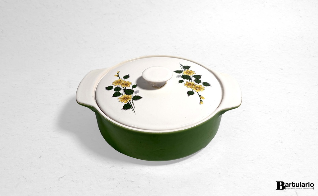 Fuente / Cacerola losa Hartford verde con flores
