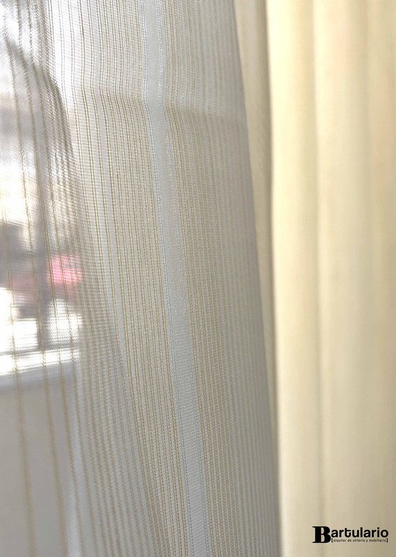 Cortinas voile rayitas beige x 2 paños