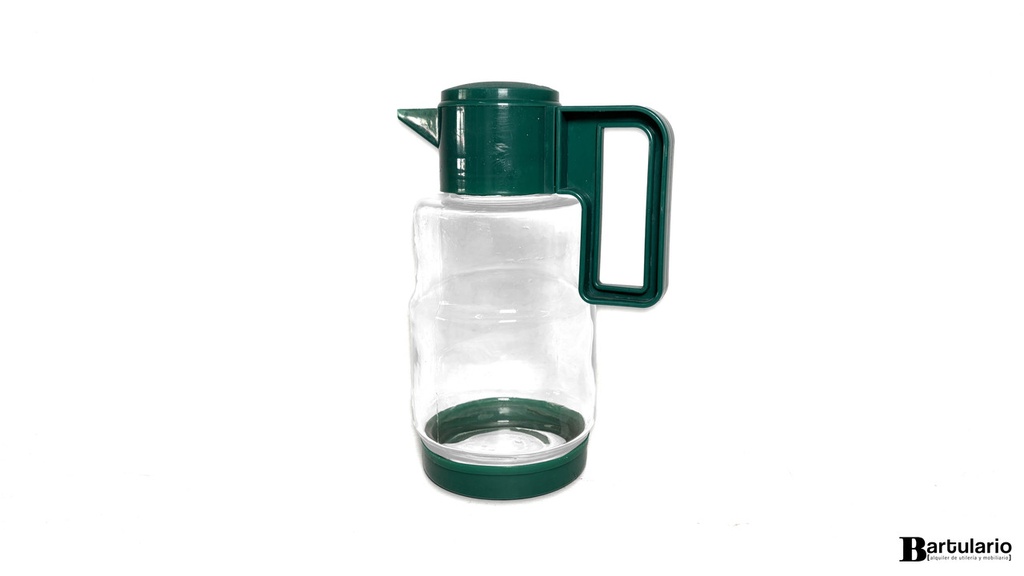 Jarra de vidrio y plástico verde
