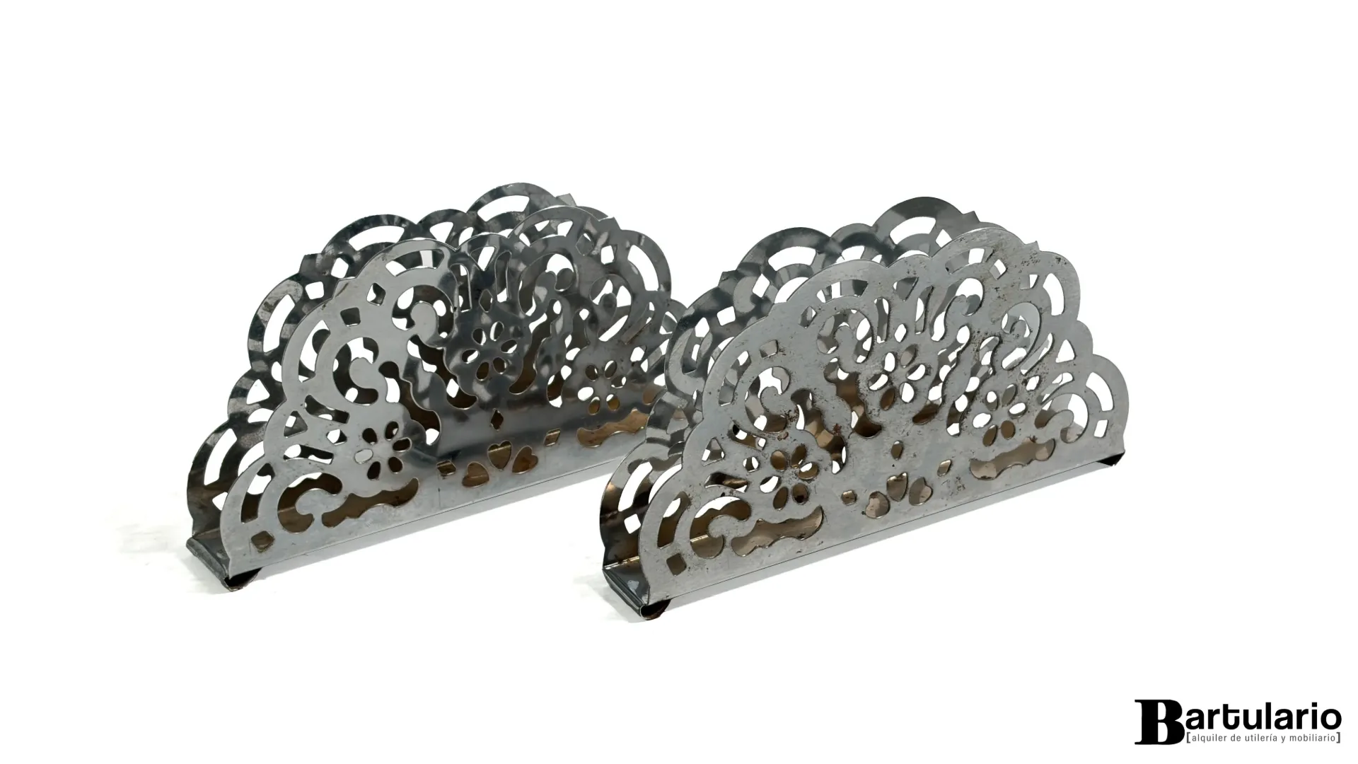 Servilleteros plateados x 2 unidades