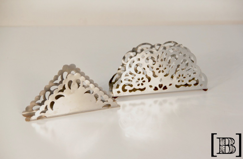 Servilleteros plateados x 2 unidades