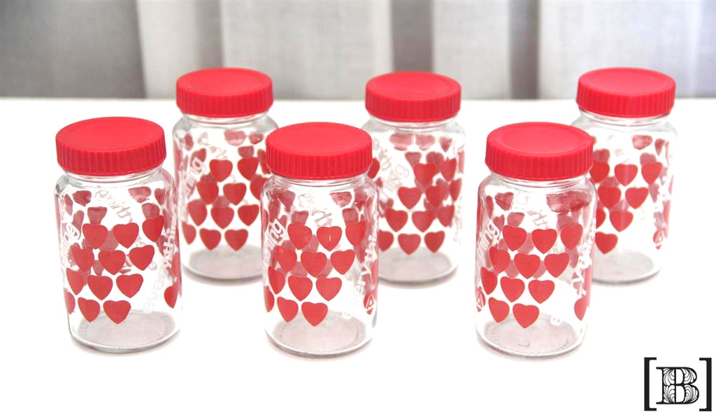 Set de frascos especieros corazones X 5 unidades