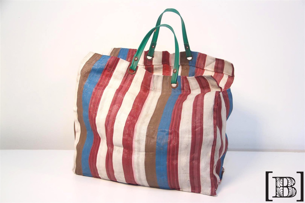 Bolsa de compras chismosa azul y bordo