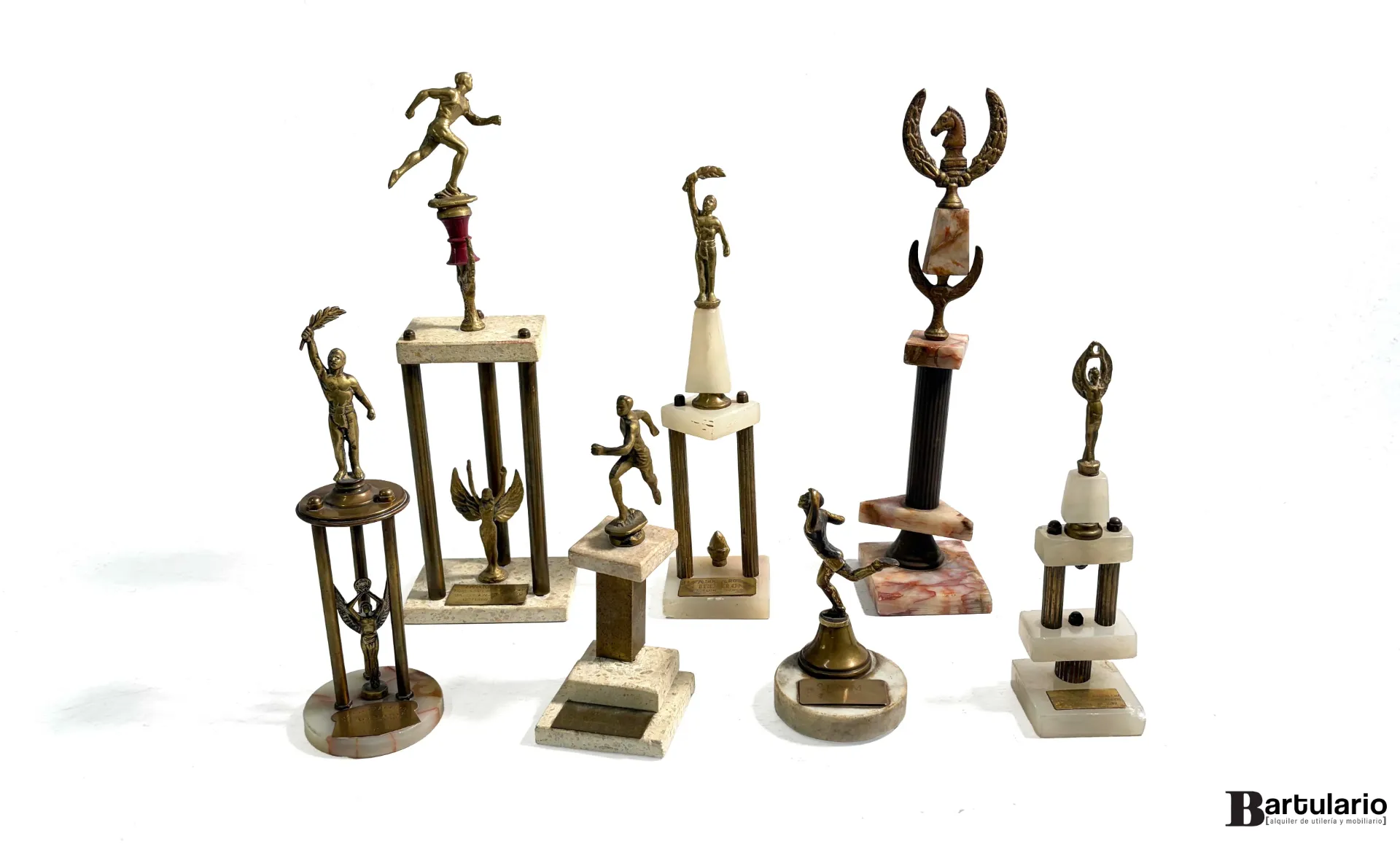 [DD00028] Trofeos de bronce y marmol x 7 unidades