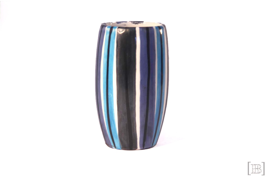 [DM00012] Florero rayado cerámica azul