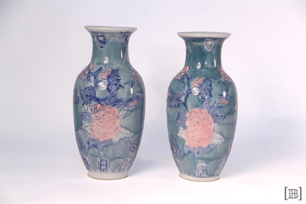 [DM00013] Florero floreado azul (Hay 2 unidades)