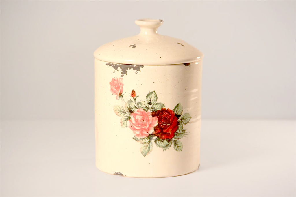 [DM00022] Frasco de ceramica con tapa flores