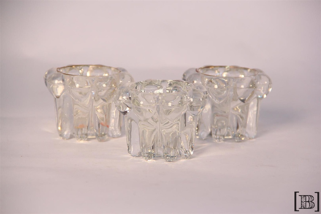 [DM00085] Portavelas de vidrio con borde dorado x 3 unidades