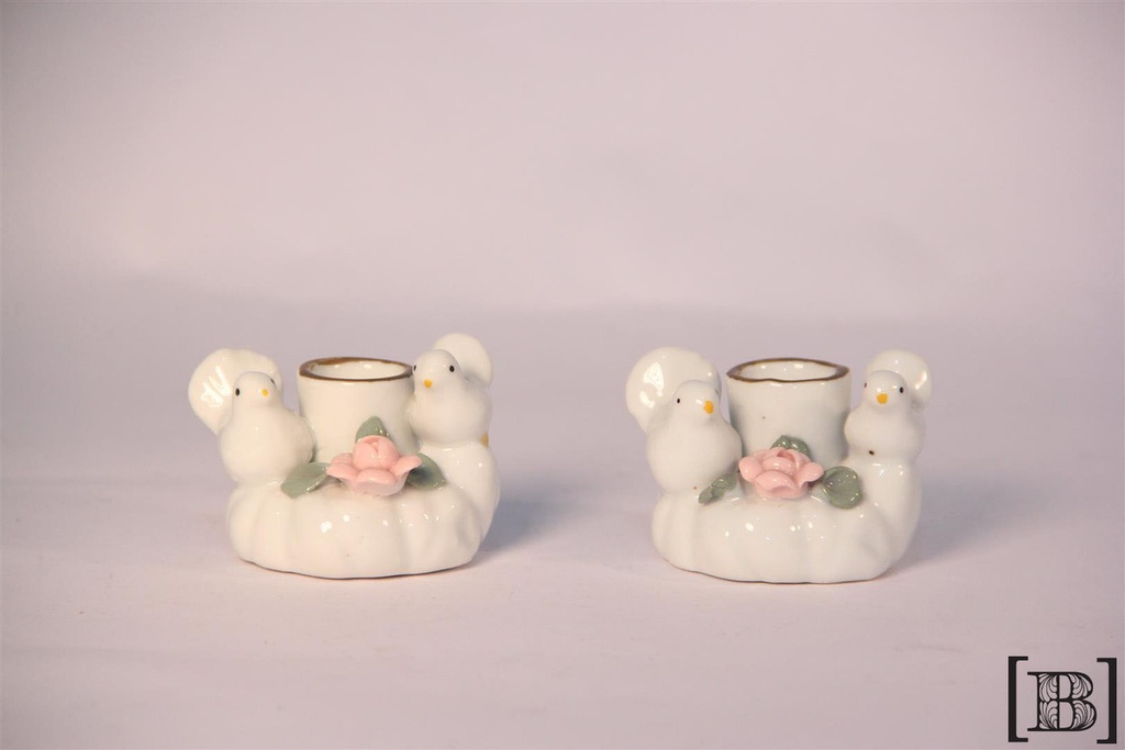 [DM00087] Portavela de ceramica palomas x 2 unidades