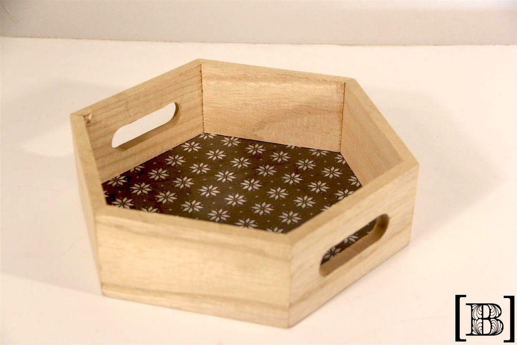 [DM00216] Bandeja de madera hexagonal fondo negro