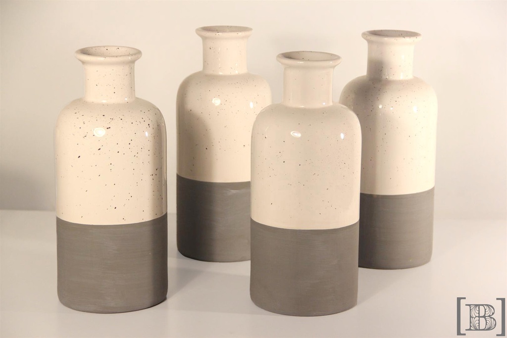 [DM00220] Jarrón cerámica alto gris/blanco (Hay 4 unidades)