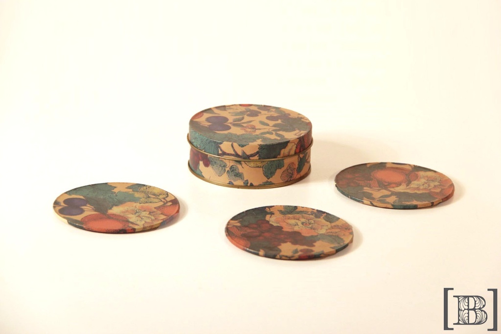 [DM00242] 3 Posa vasos floreados con lata