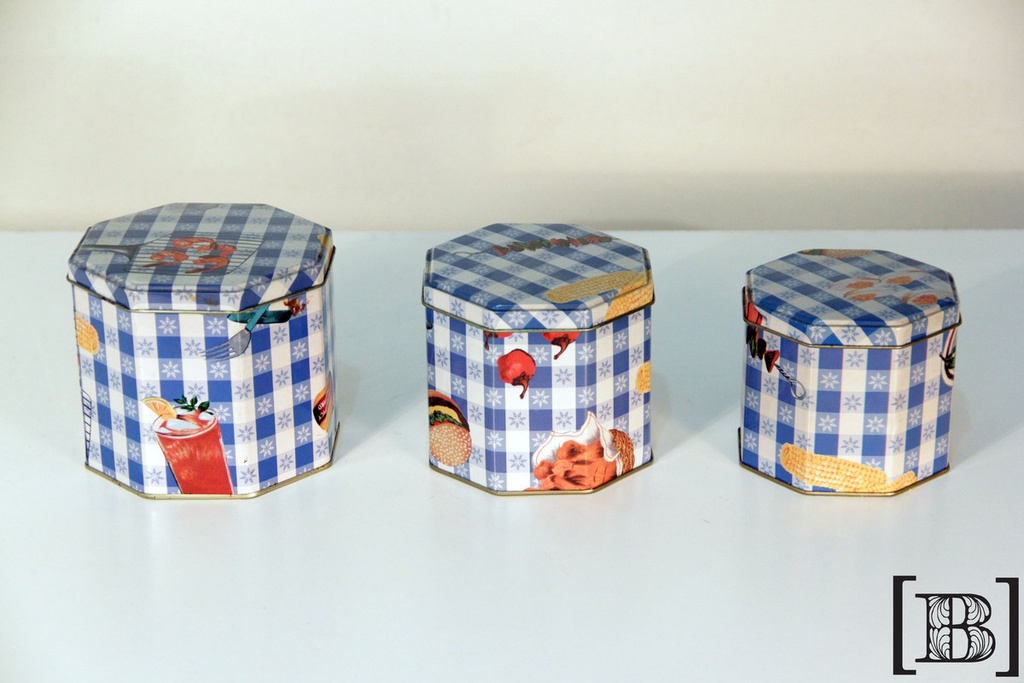 [DM00249] Set de latas hexagonales cocina. 3 unidades
