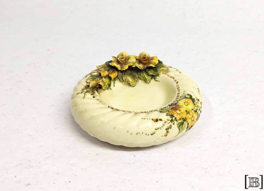 [DM000347] Cenicero de cerámica con flores