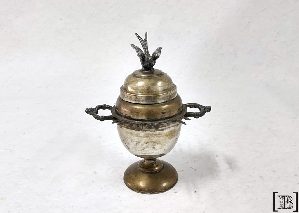 [DM000420] Adorno /Azucarera de plata Pajarito