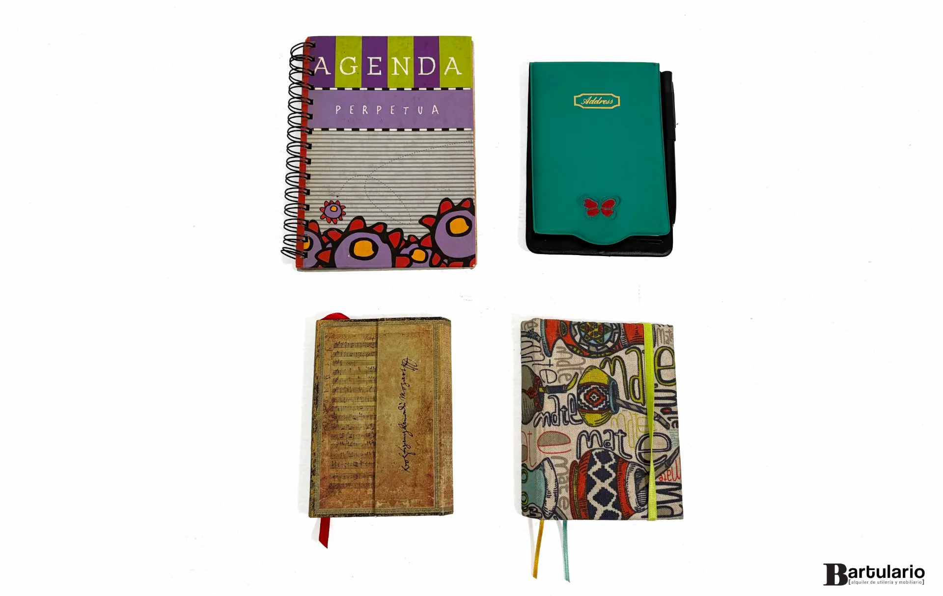 Agendas y cuadernos colores x 4 unidades V