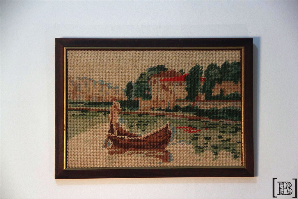 Cuadro bordado de bote