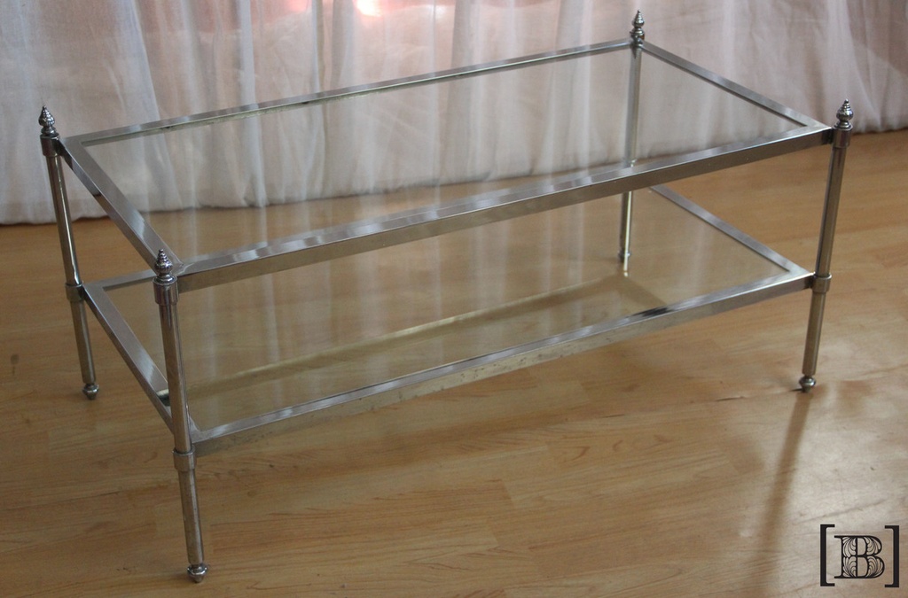 [MA00023] Mesa cromada de vidrio con 2 planos de vidrio