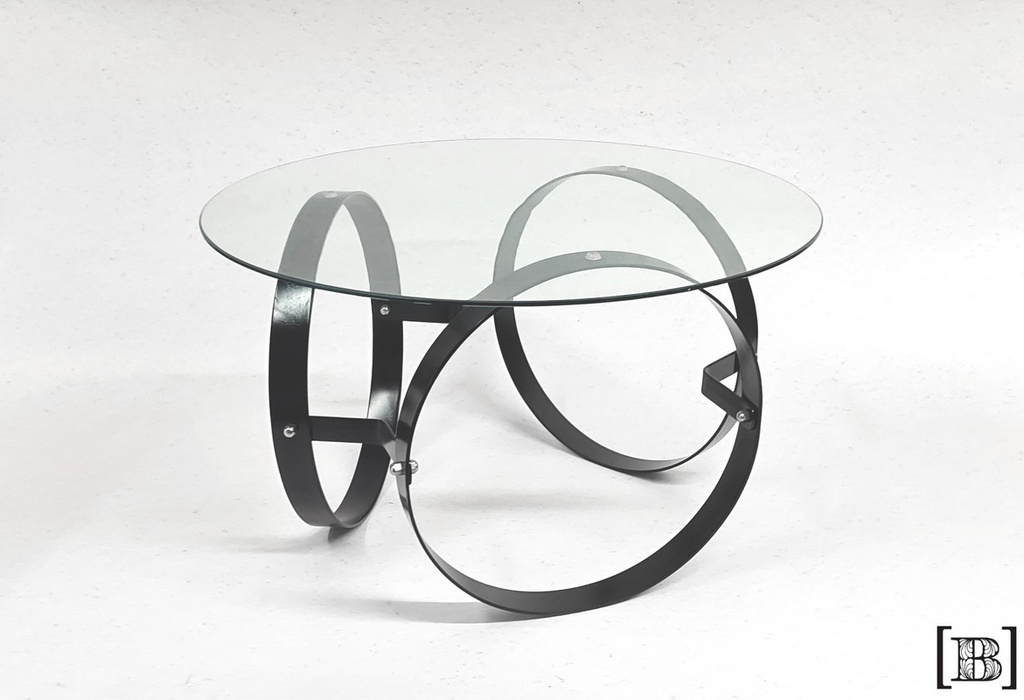 [MA00041] Mesa ratona de hierro con vidrio circular
