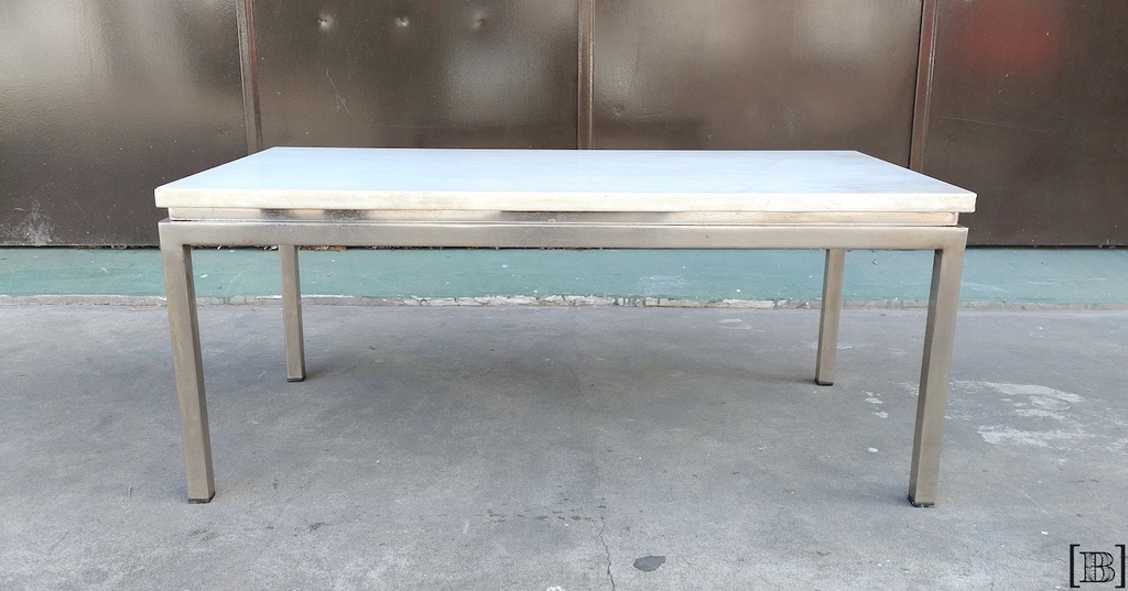 [MA00050] Mesa cromada con tapa de marmol rectangular