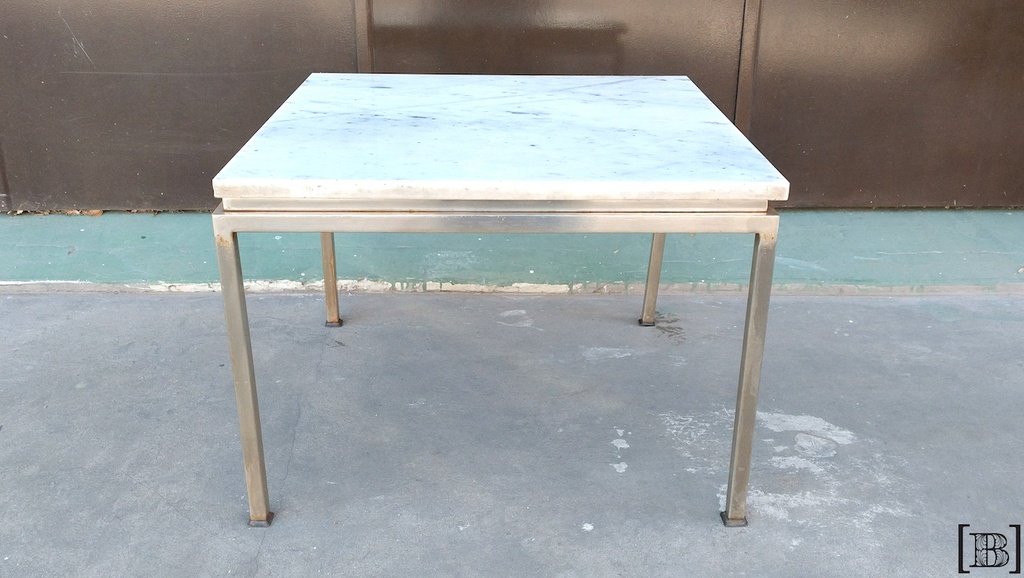 [MA00051] Mesa cromada con tapa de marmol cuadrada