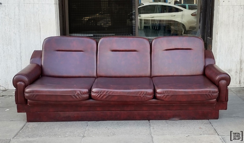 Sillon cuerina bordó tres cuerpos