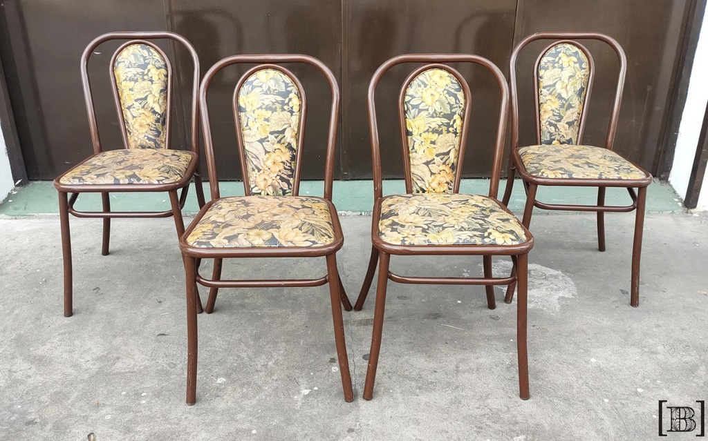 [SS00032] Sillas de caño marron floreadas (Hay 4 unidades)