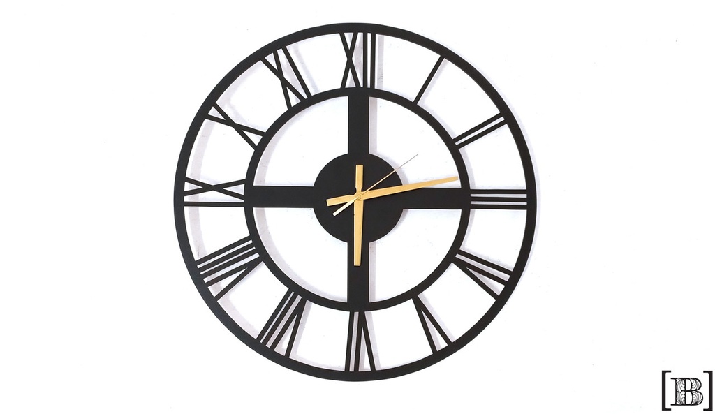 [TR00032] Reloj de pared negro calado