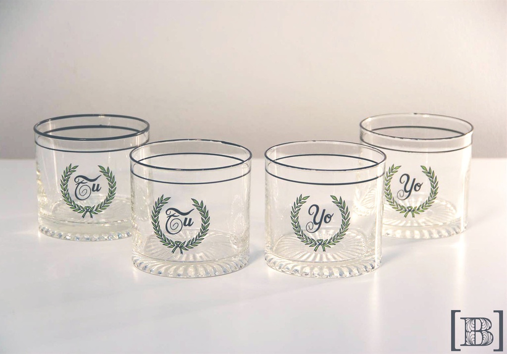 Vasos de Whisky "TU" y "YO" x 4 unidades