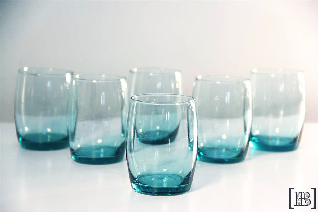 [VV00062] Vasos vidrio celeste x 4 unidades