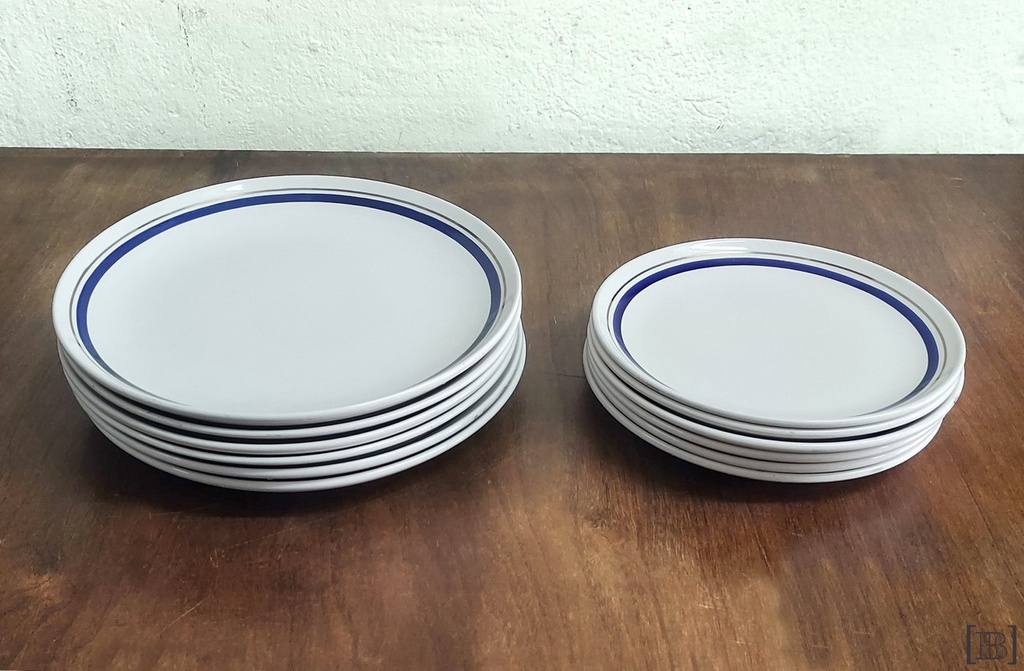 [VV00094] Platos porcelanan Hartford linea azul x 6 playos x 6 postre