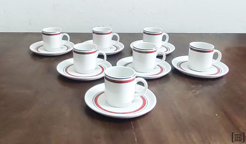 Juego de Café Hartford Linea azul y roja x 6 tazas