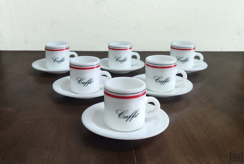 Juego de Café linea roja y negra x 6 tazas