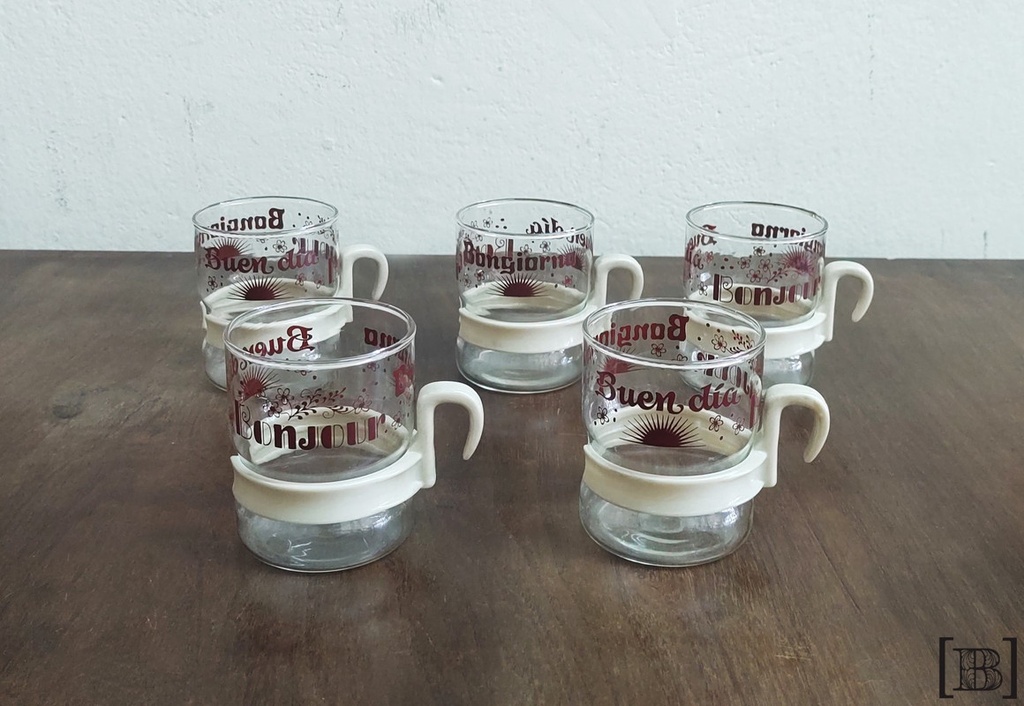 [VV00101] Tazas de vidrio buenos días x 5 unidades