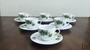 Tazas de Cafe con flores verdes x 8 unidades