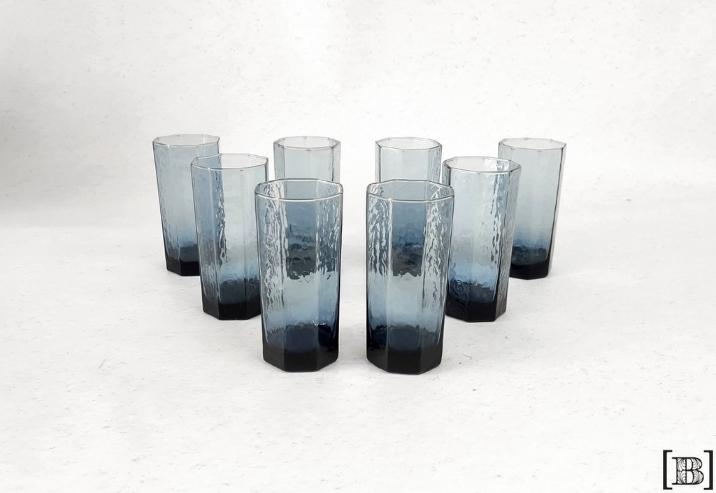 Vasos azules hexagonales x 6 unidades