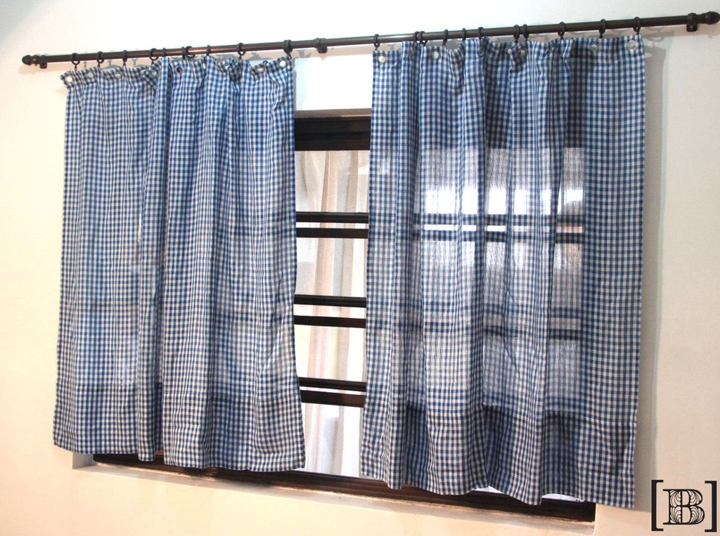 [XM00047] Cortina cuadritos azules x 2 paños