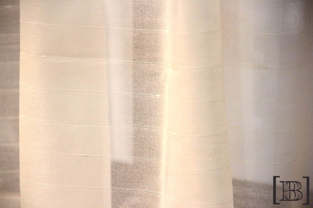 Cortina voile natural rayas horizontales x 2 paños (Hay 4 unidades)