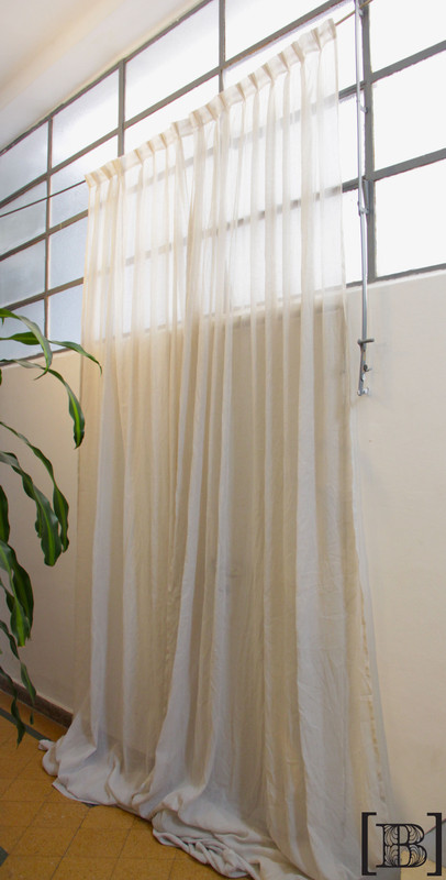 [XM00052] Cortina natural voile algodón x 2 paños