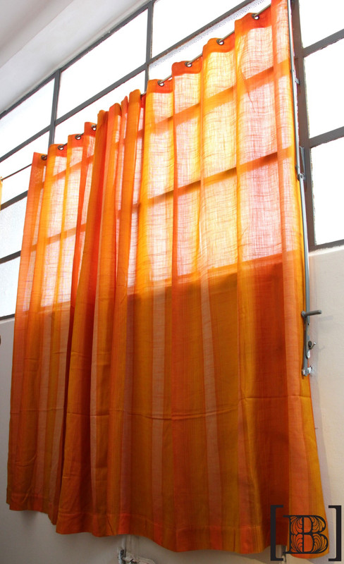 [XM00062] Cortinas naranjas rayadas x 2 paños