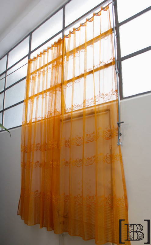 [XM00063] Cortinas naranjas tul floreadas x 2 paños