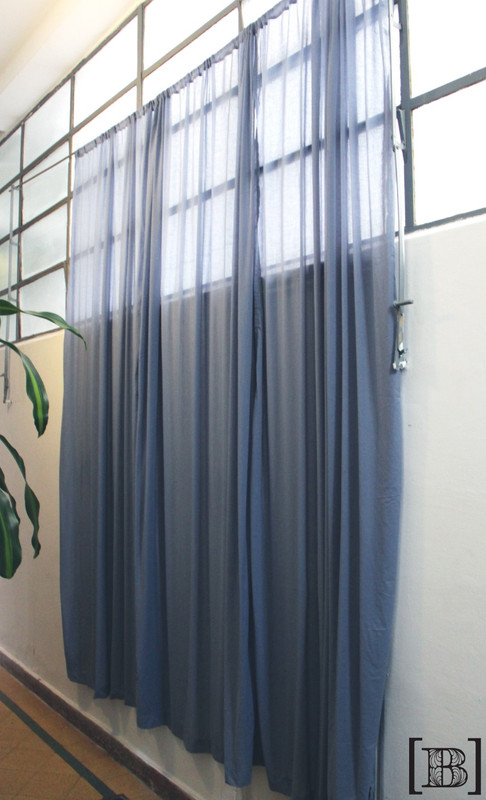 [XM00072] Cortinas voile azul de algodón x 3 paños