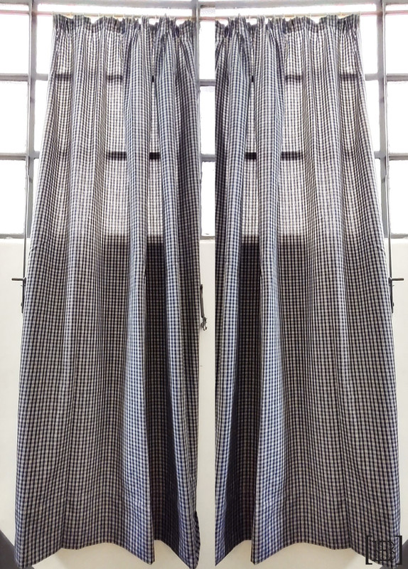 Cortinas cuadrille azules x 2 paños