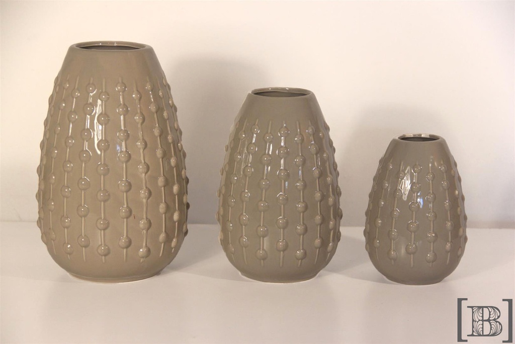 Jarrón cerámica bolitas gris (Grande 16 x 16 x 25 h)