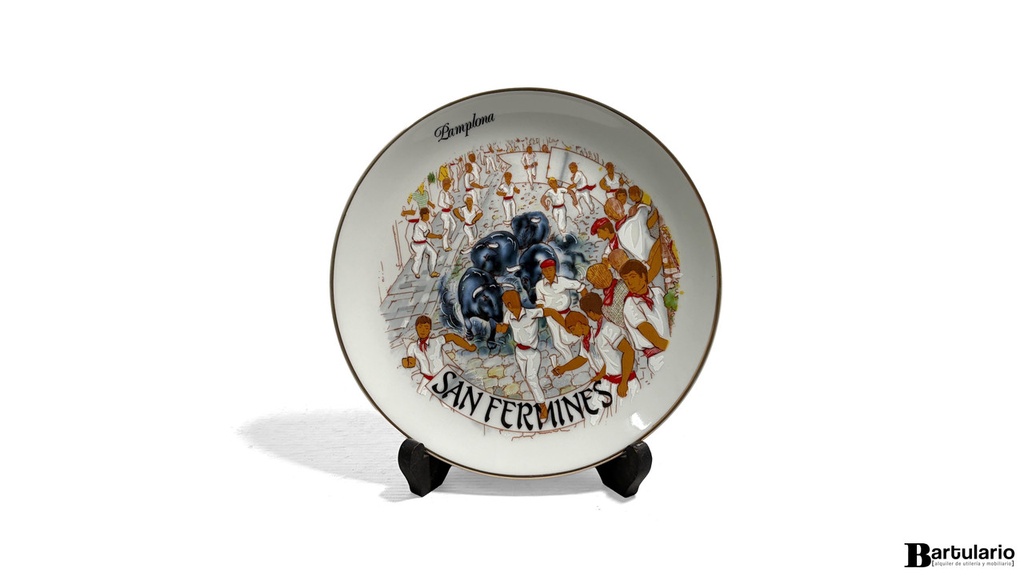 [DM000494] Plato decorativo Pamplona San Fermines con soporte